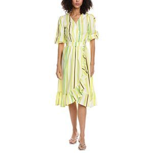 Pom Amsterdam Womens  Midi Wrap Dress, Yellow